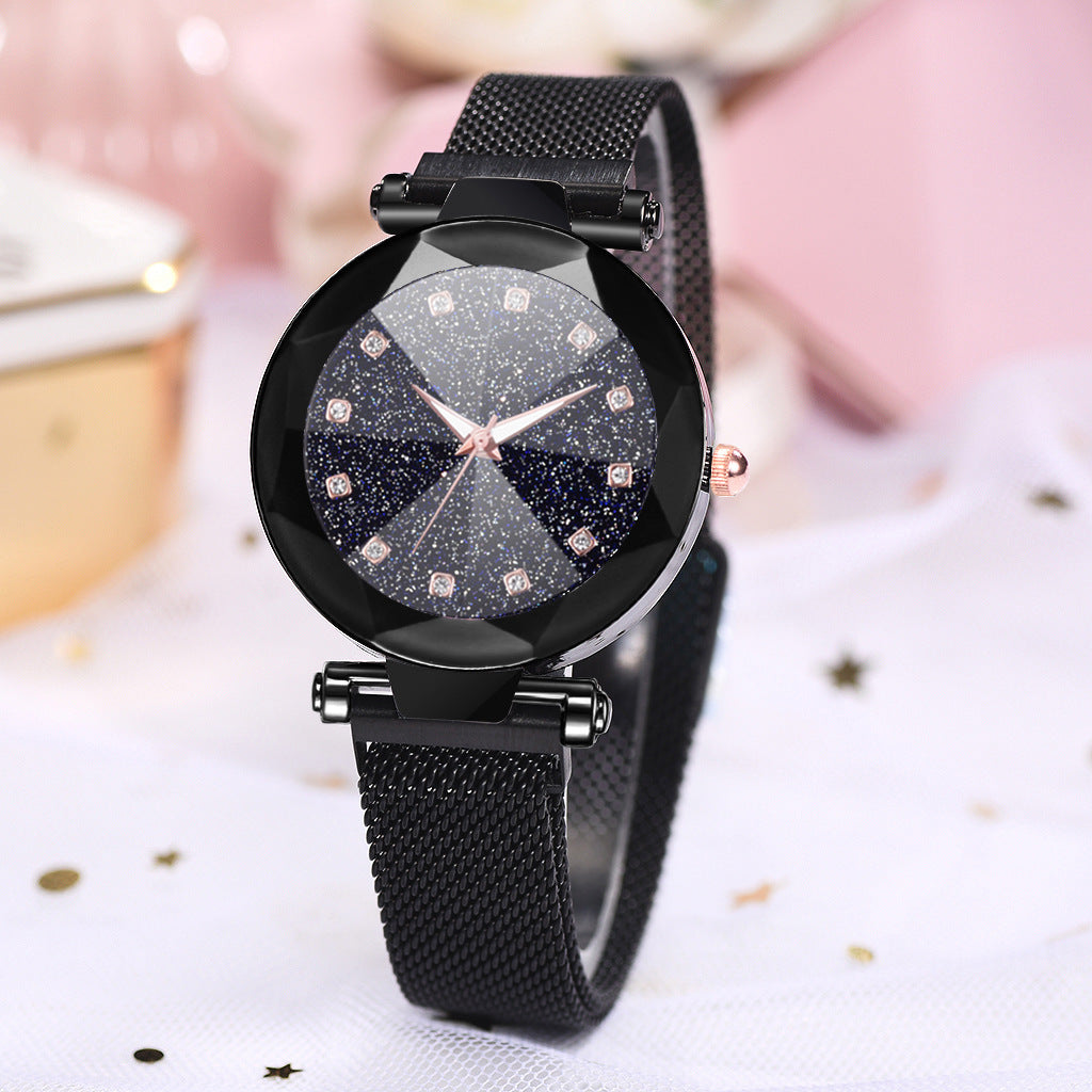 Women's Watch Square Diamond Rhinestone Starry Sky Face Ladies Casual Fashion Watch Set Bracelet Watch