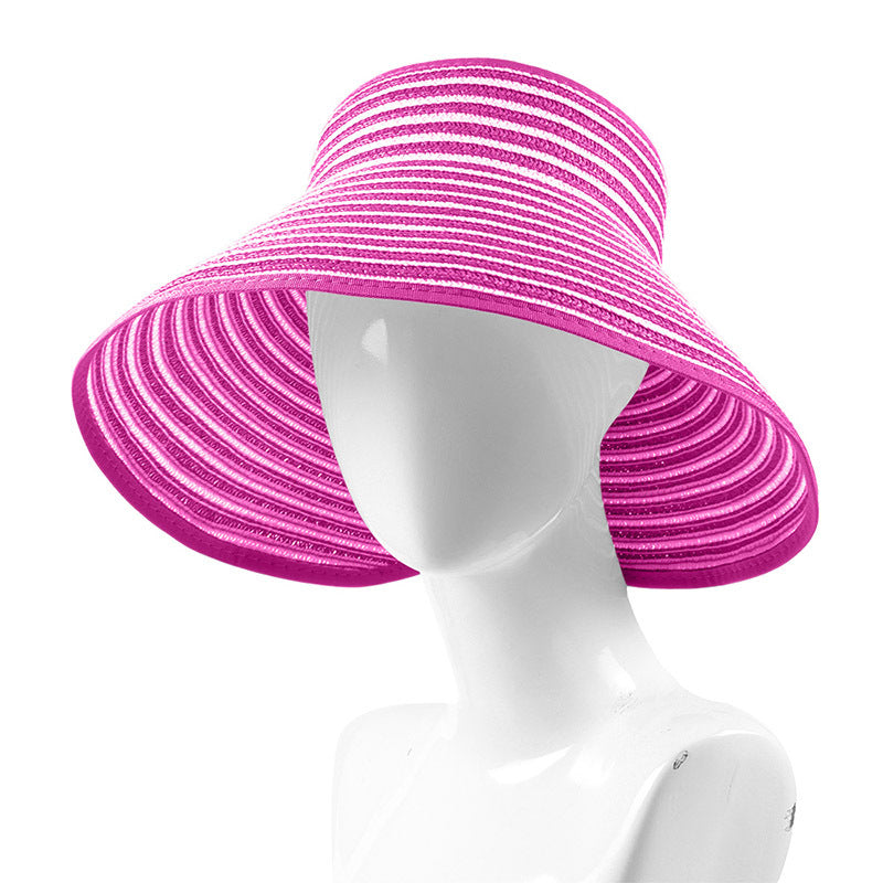 Sun-proof Beach Portable Outdoor Big Brim Foldable Visor Straw Hat