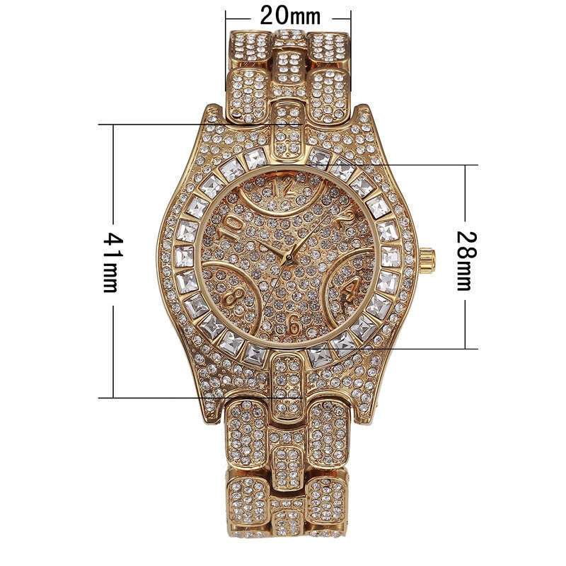 Men's Fashion Diamond Inlaid Waterproof Casual Quartz Watch