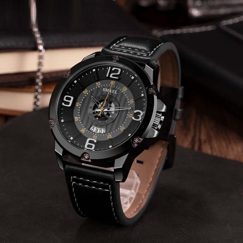 Waterproof Leather Strap Calendar Business Men's Quartz Watch