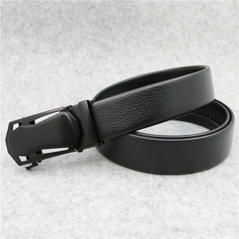 Microfiber Leather Ratchet Belt Adjustable Automatic Buckle Black Belts For Men