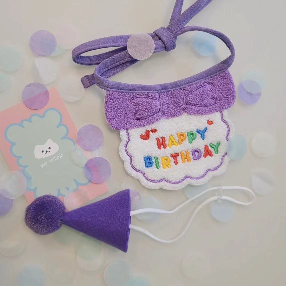 Party Birthday Hat Bib Dog Cat Pet Saliva Pocket Saliva Towel Bichon Frise