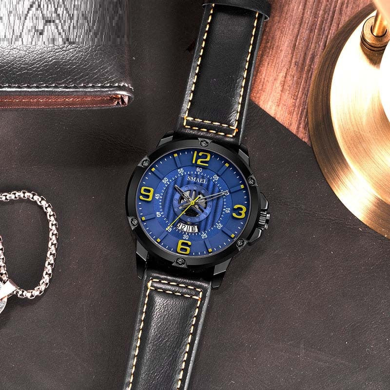 Waterproof Leather Strap Calendar Business Men's Quartz Watch