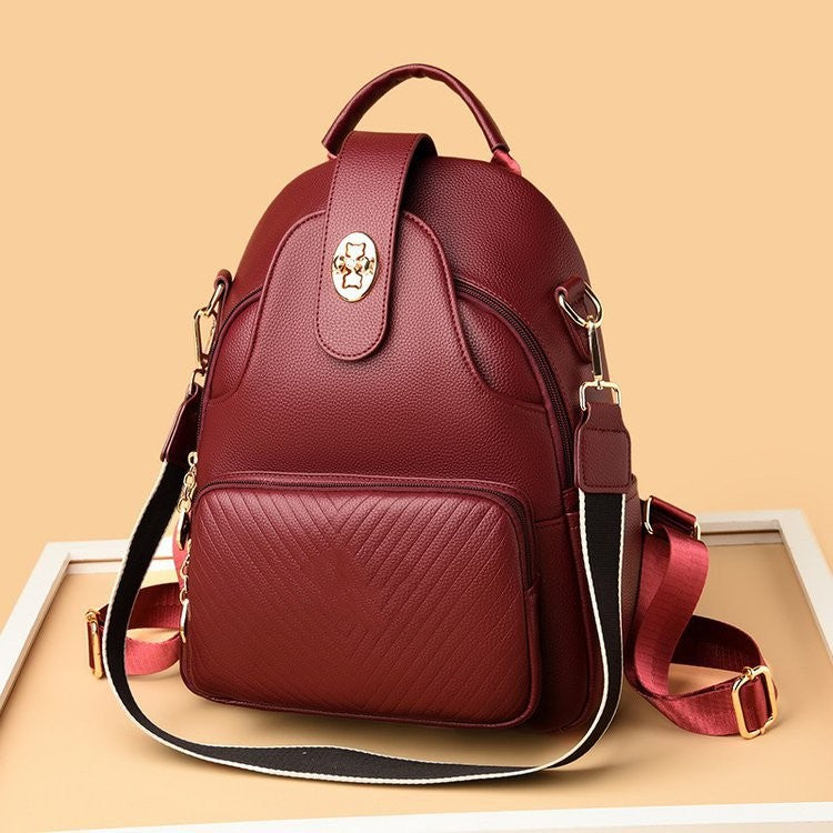 Stylish Multifunctional Backpack Women's Portable Pu Shoulder Backpack