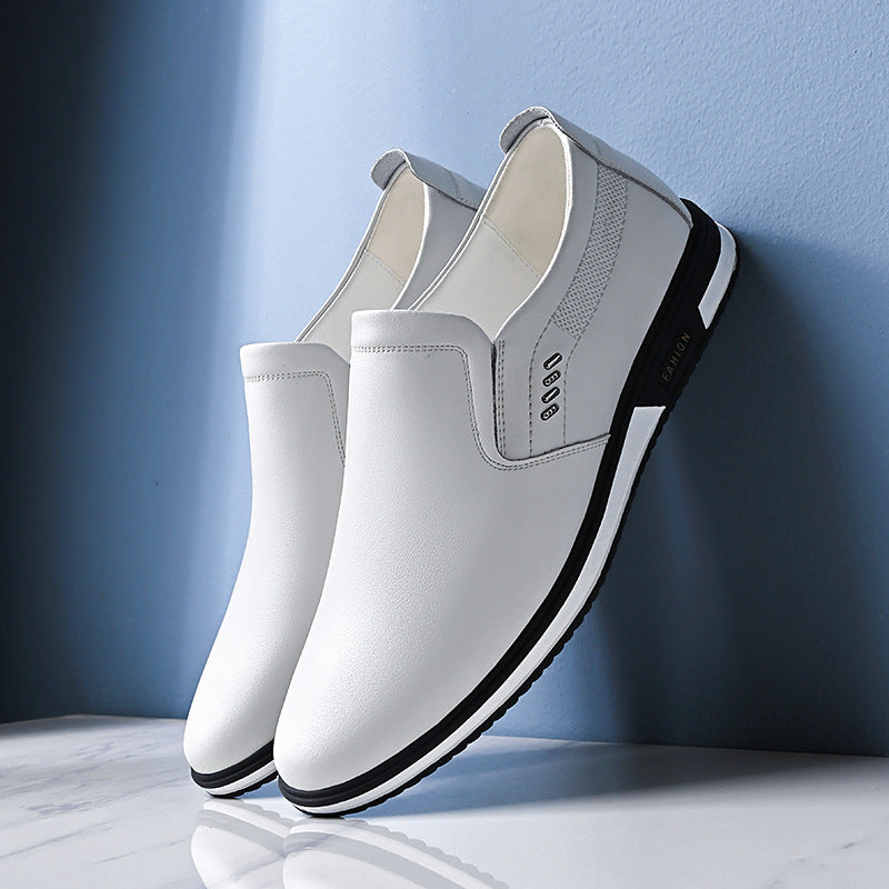 Leather Shoes Men's Leather New Men's Business Casual White Shoes