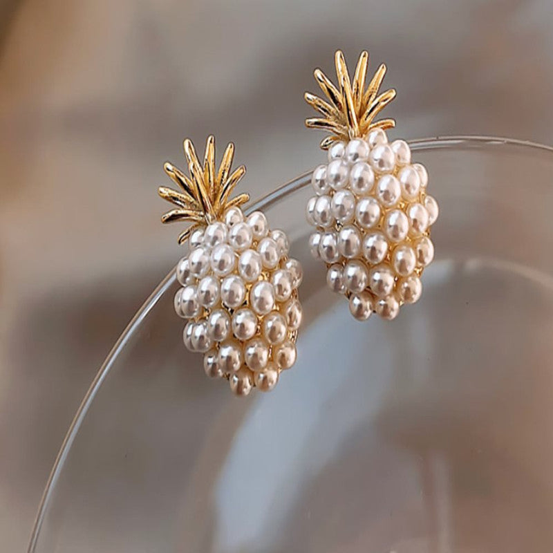 Pineapple Style Pearl Earrings