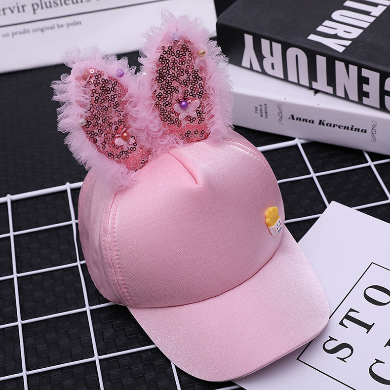 Cute Rabbit Style Sequined Caps