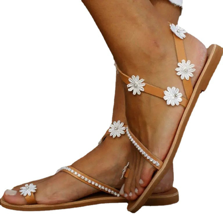 Flat Bottom Flower Casual Sandals