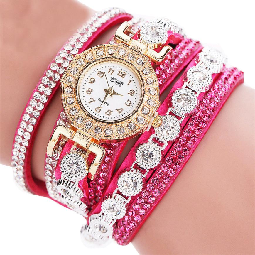 Women's PU Leather Rhinestone Watch