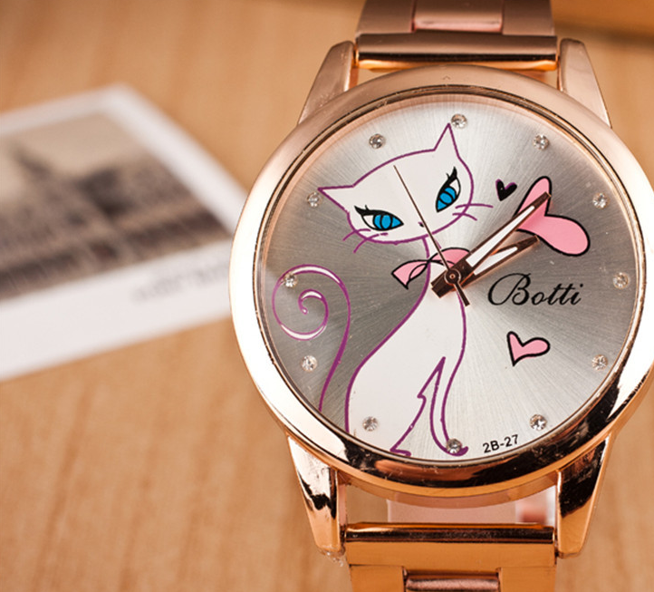 White Cat Steel Belt Quartz Watch