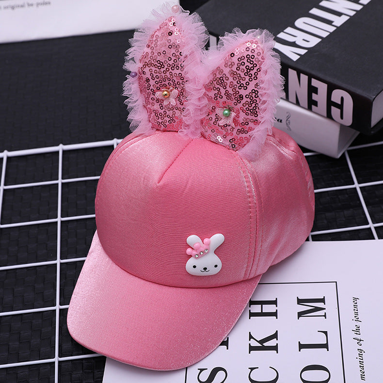 Cute Rabbit Style Sequined Caps