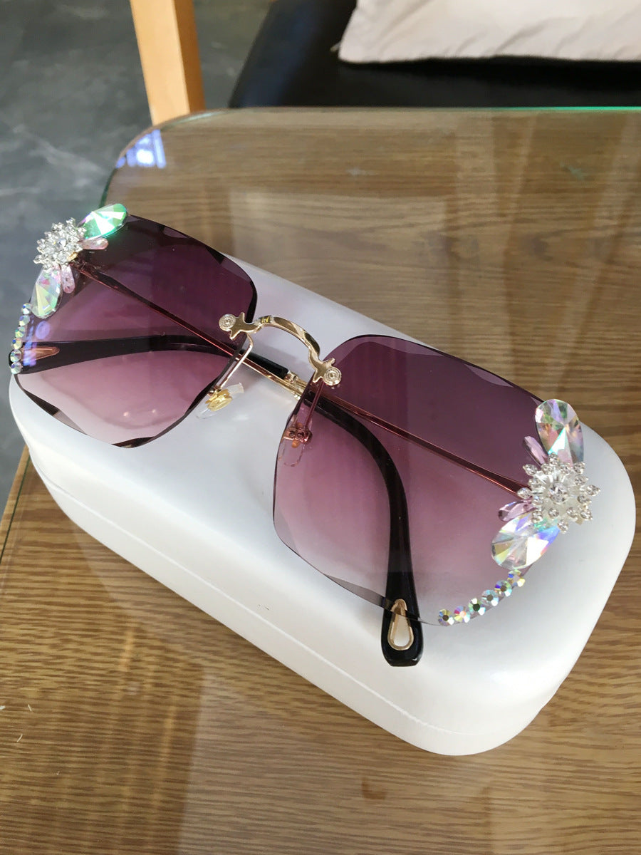 Frameless Trendy Rhinestone Sunglasses