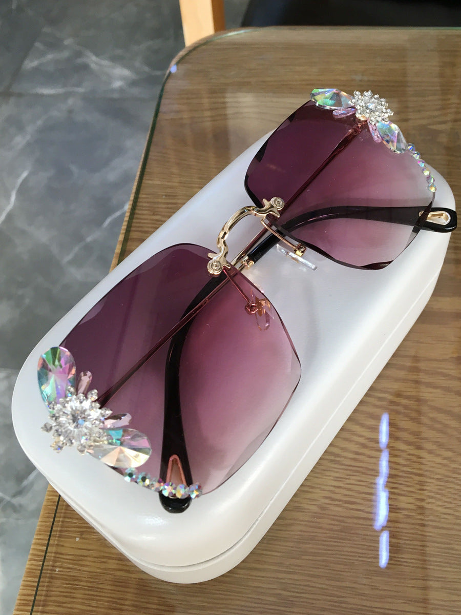 Frameless Trendy Rhinestone Sunglasses