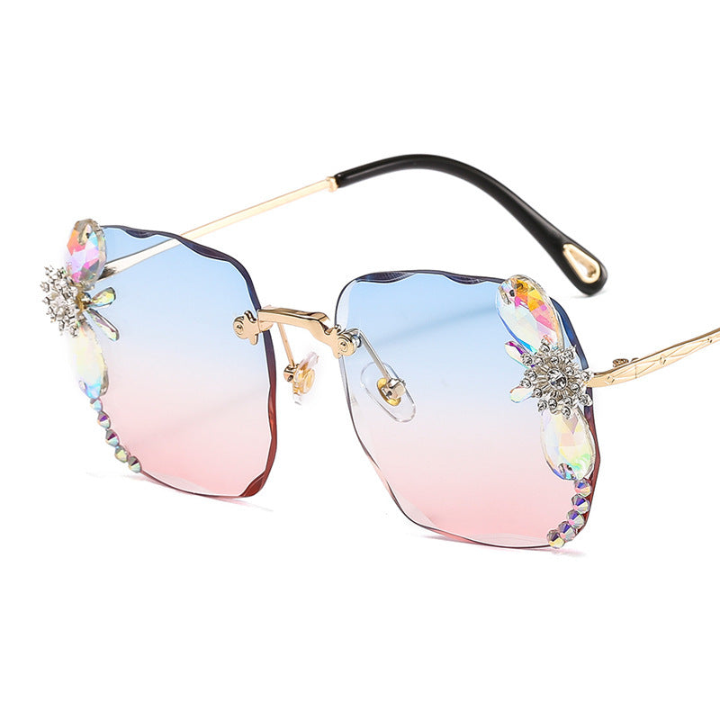 Frameless Trendy Rhinestone Sunglasses