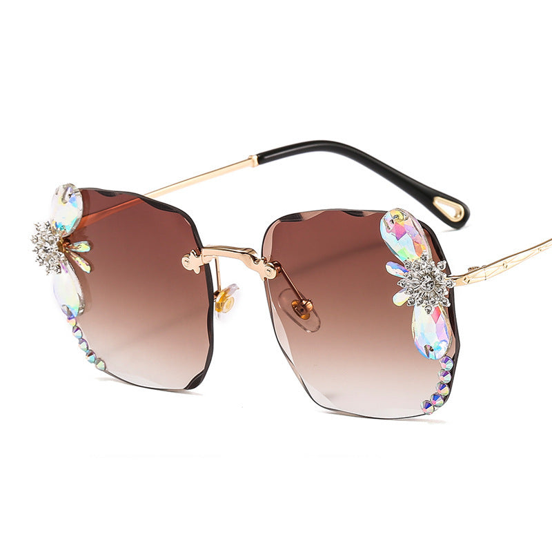 Frameless Trendy Rhinestone Sunglasses