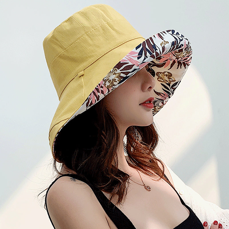 Cotton Linen Plaid Sun Hat