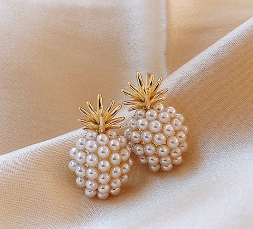 Pineapple Style Pearl Earrings