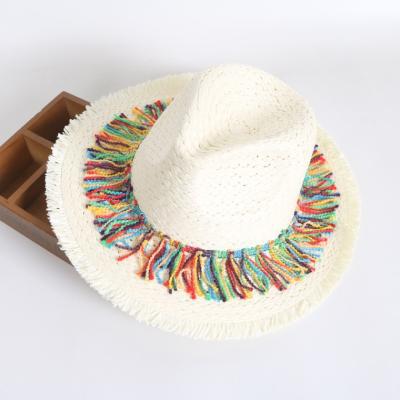 Color Fringed Stylish Straw Hat