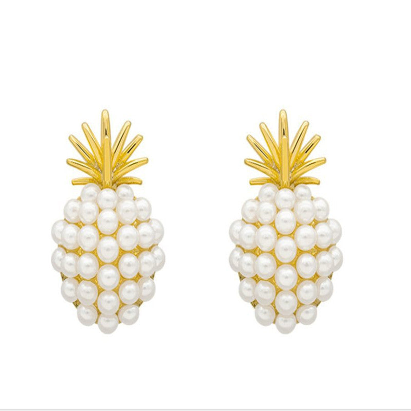 Pineapple Style Pearl Earrings