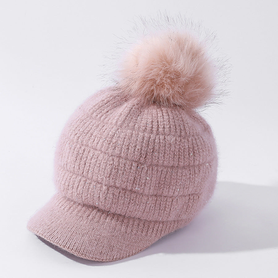 Women's Rabbit Fur Ball Hat