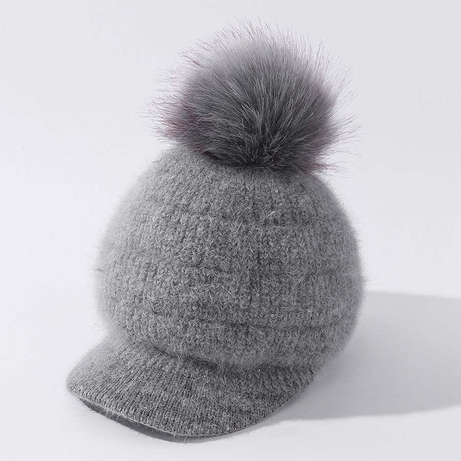 Women's Rabbit Fur Ball Hat