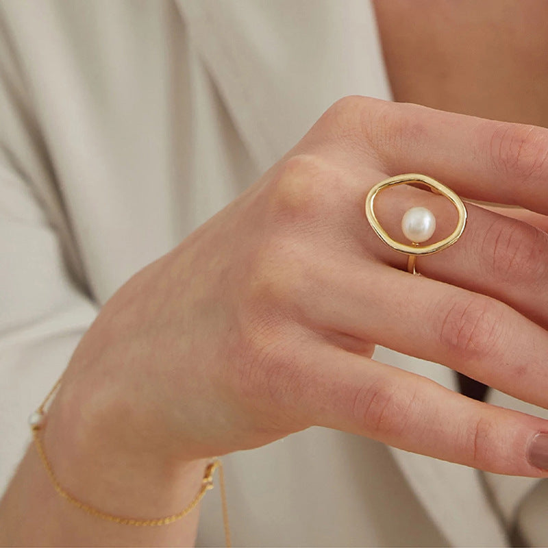 Minimalist Dainty Faux Pearl Ring