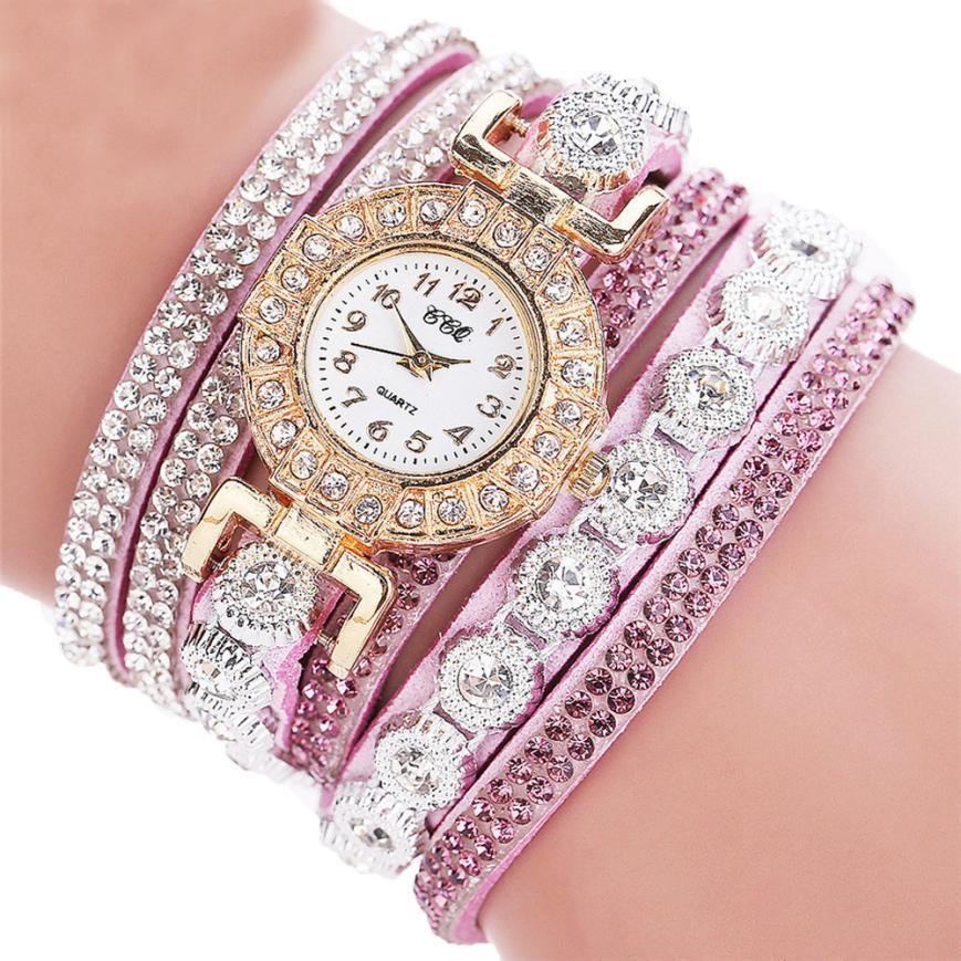 Women's PU Leather Rhinestone Watch