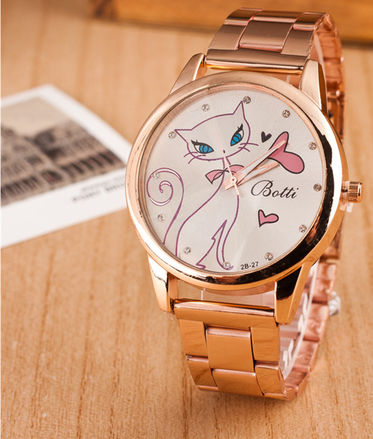 White Cat Steel Belt Quartz Watch