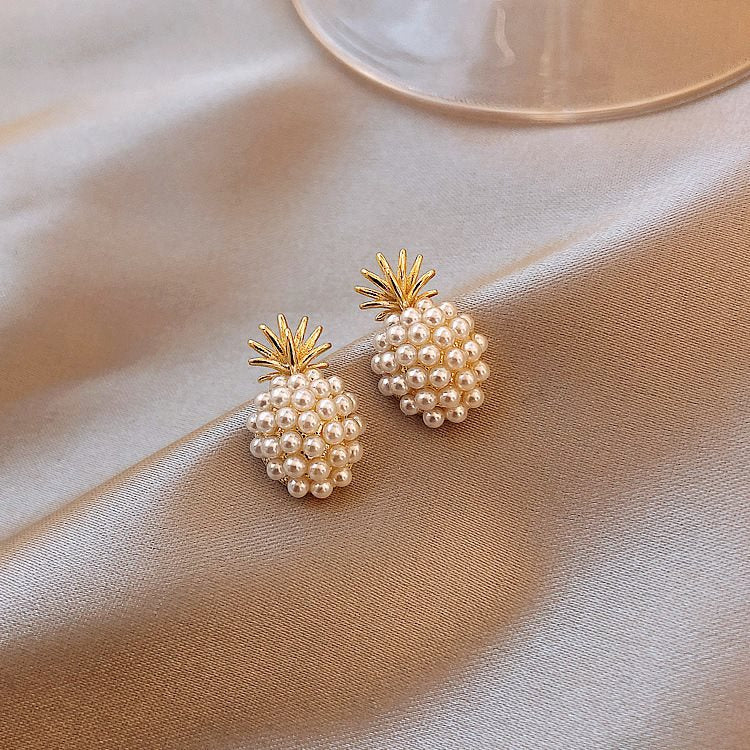 Pineapple Style Pearl Earrings