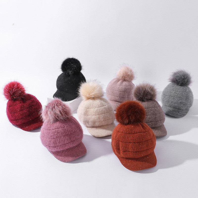 Women's Rabbit Fur Ball Hat