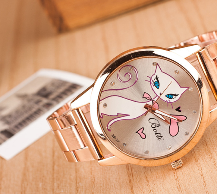 White Cat Steel Belt Quartz Watch