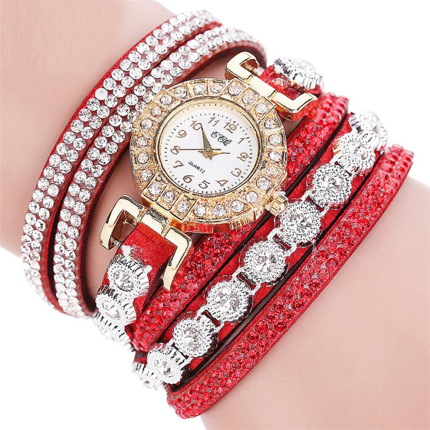 Women's PU Leather Rhinestone Watch