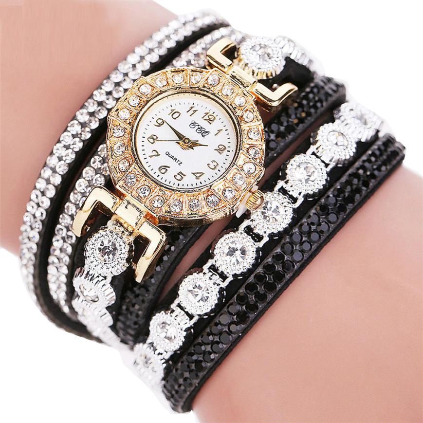 Women's PU Leather Rhinestone Watch