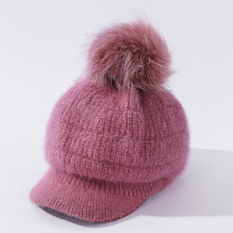 Women's Rabbit Fur Ball Hat