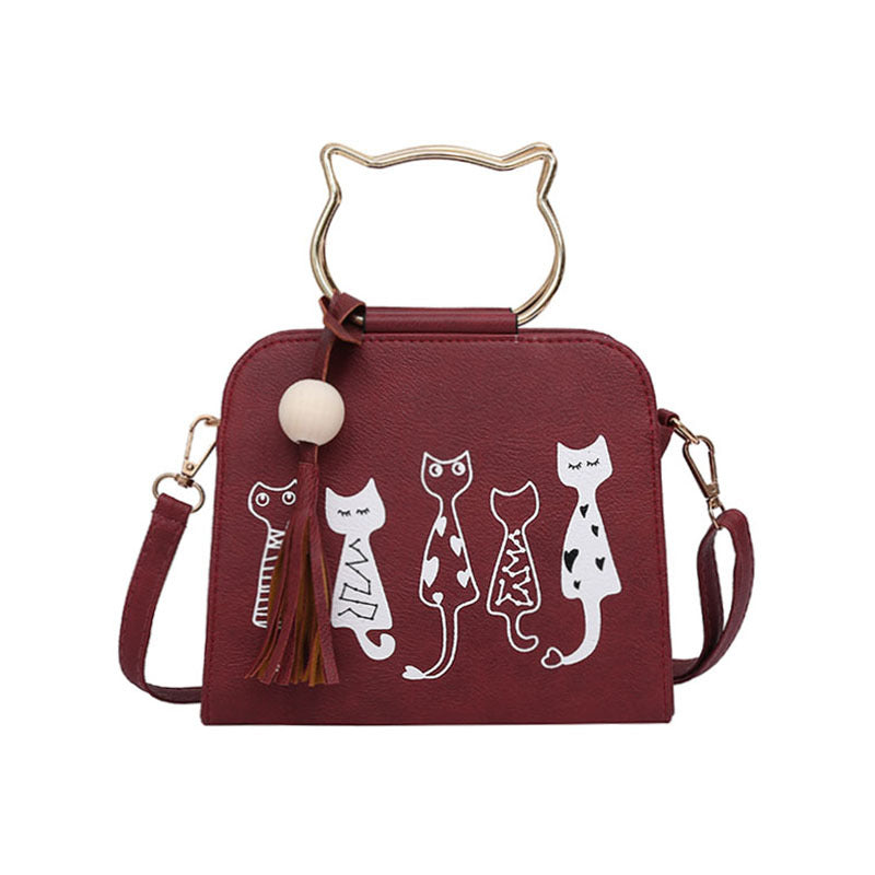 Ladies Cat Printed Handbag