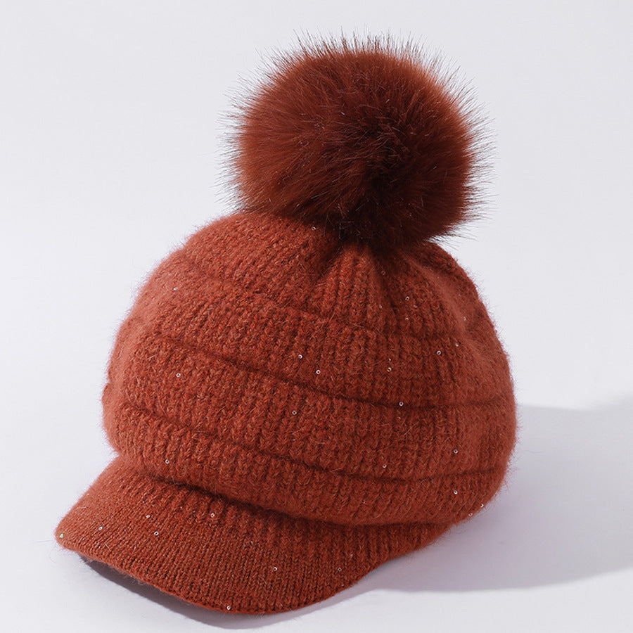 Women's Rabbit Fur Ball Hat