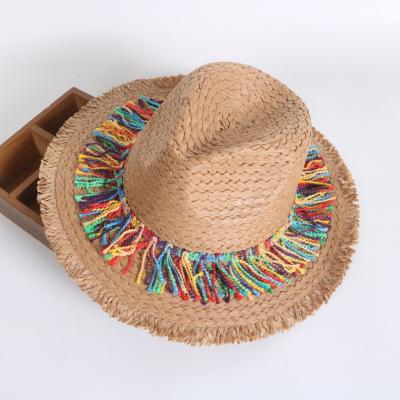 Color Fringed Stylish Straw Hat