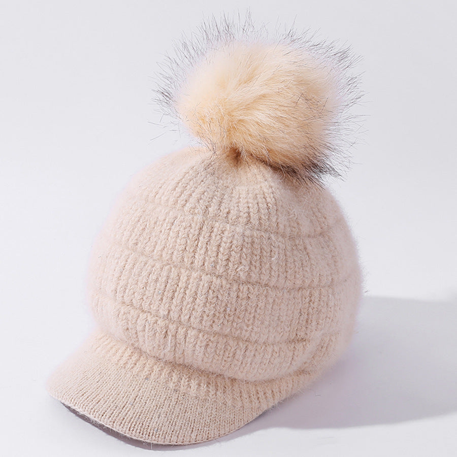 Women's Rabbit Fur Ball Hat