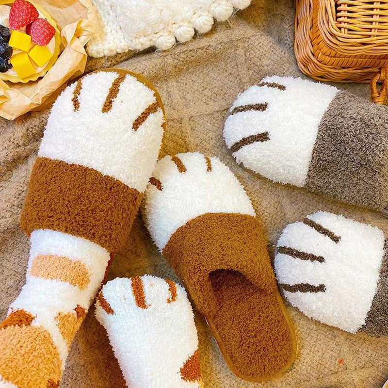 Cat Paw Cartoon Cute Warm Slippers