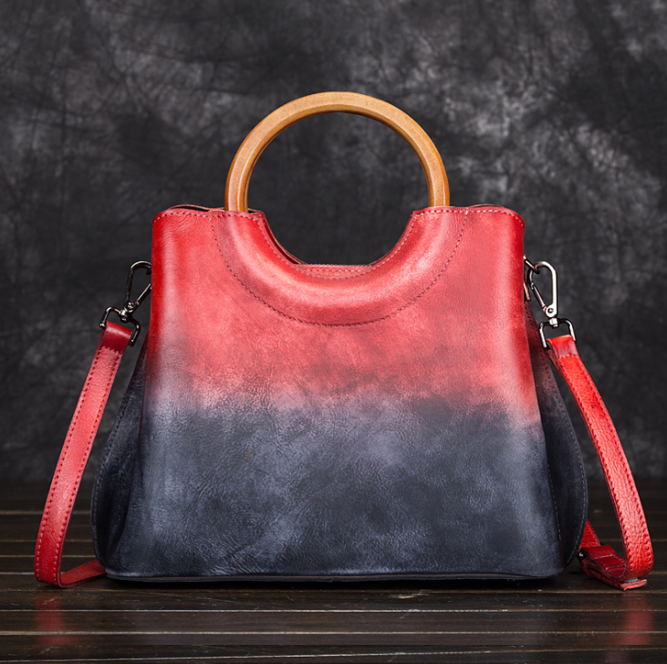 Leather Hand-painted Suede Handbag