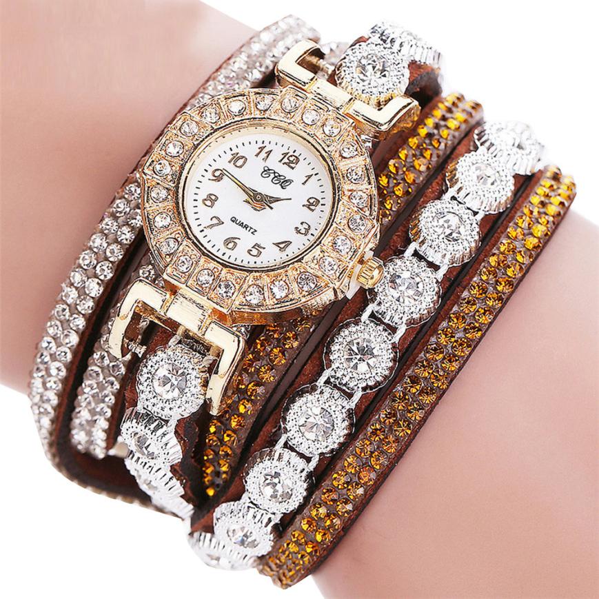 Women's PU Leather Rhinestone Watch