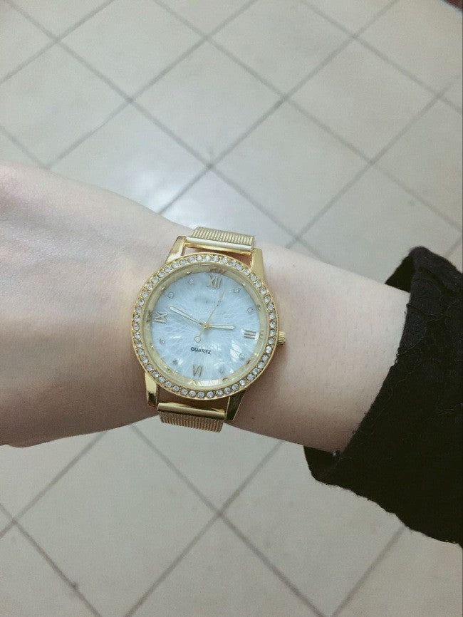 Women's Gold Mesh Belt Watch