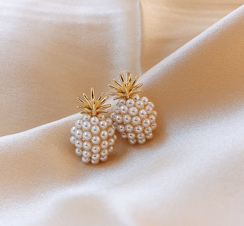 Pineapple Style Pearl Earrings