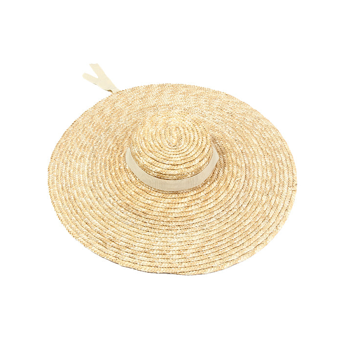 Flat Top Big Brim Streamer Straw Hat