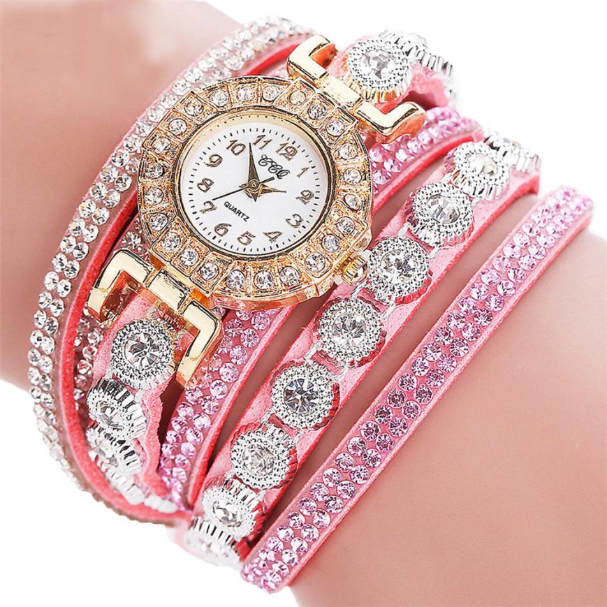 Women's PU Leather Rhinestone Watch