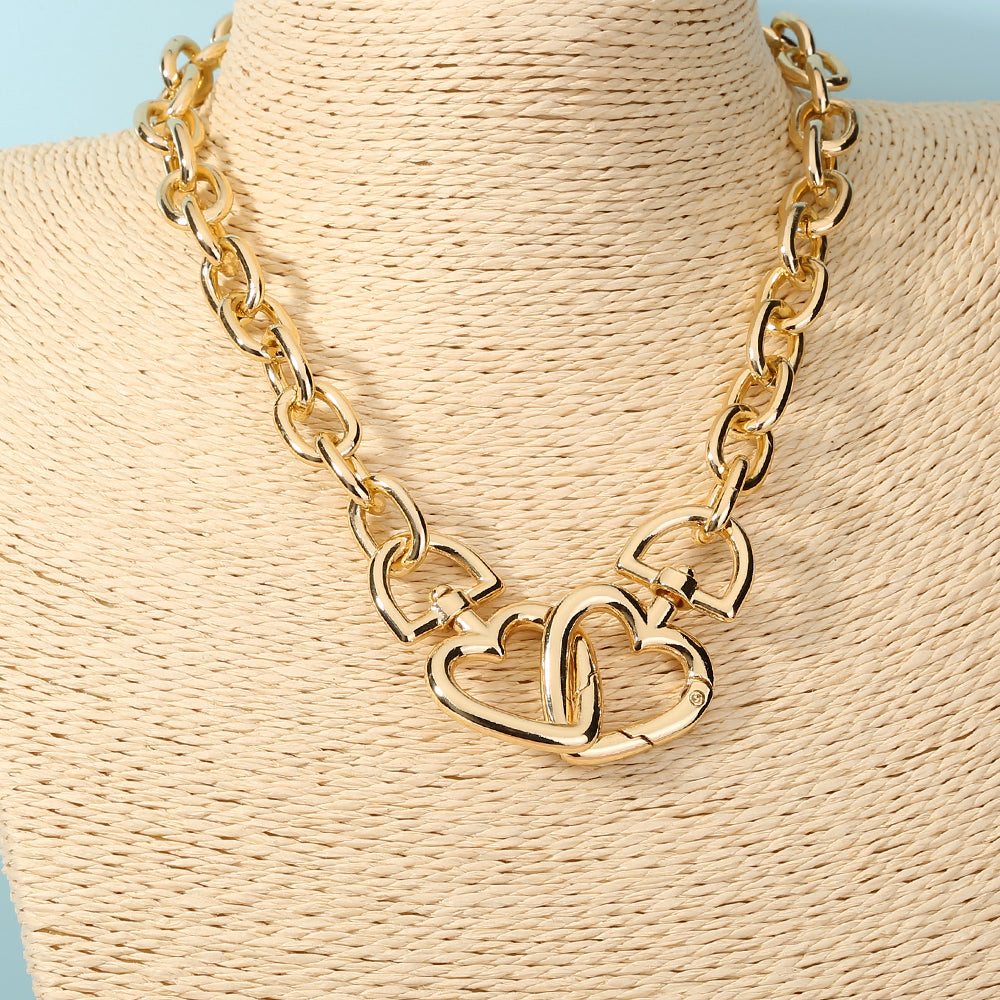 Electroplating Big Heart Necklace