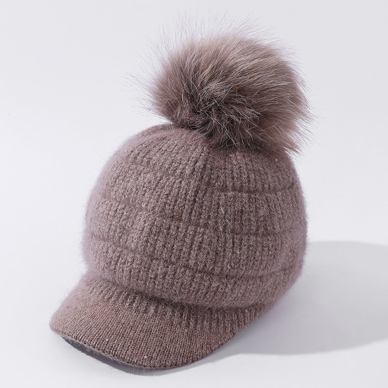 Women's Rabbit Fur Ball Hat