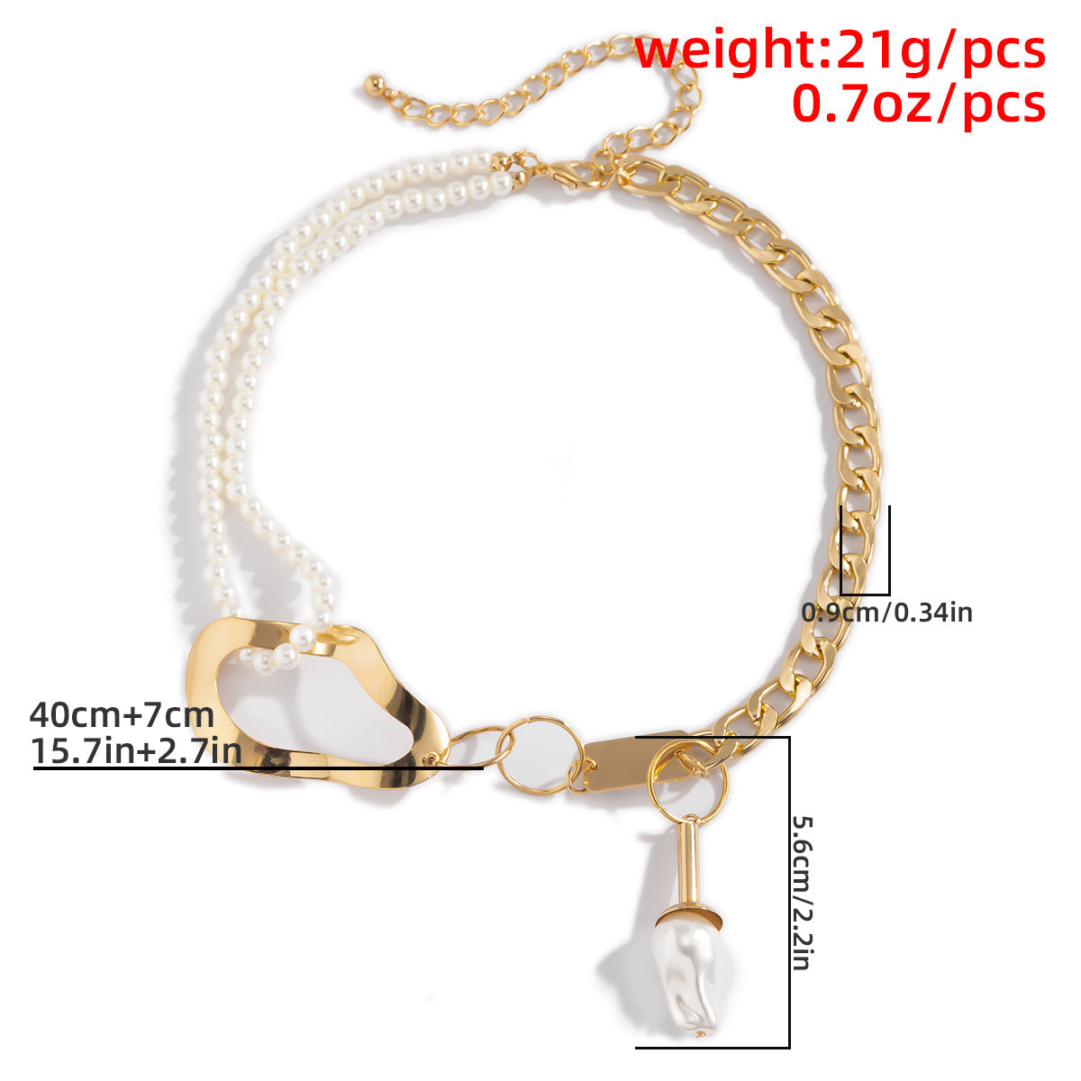 Hip-hop Shaped Pearl Stitching Necklace