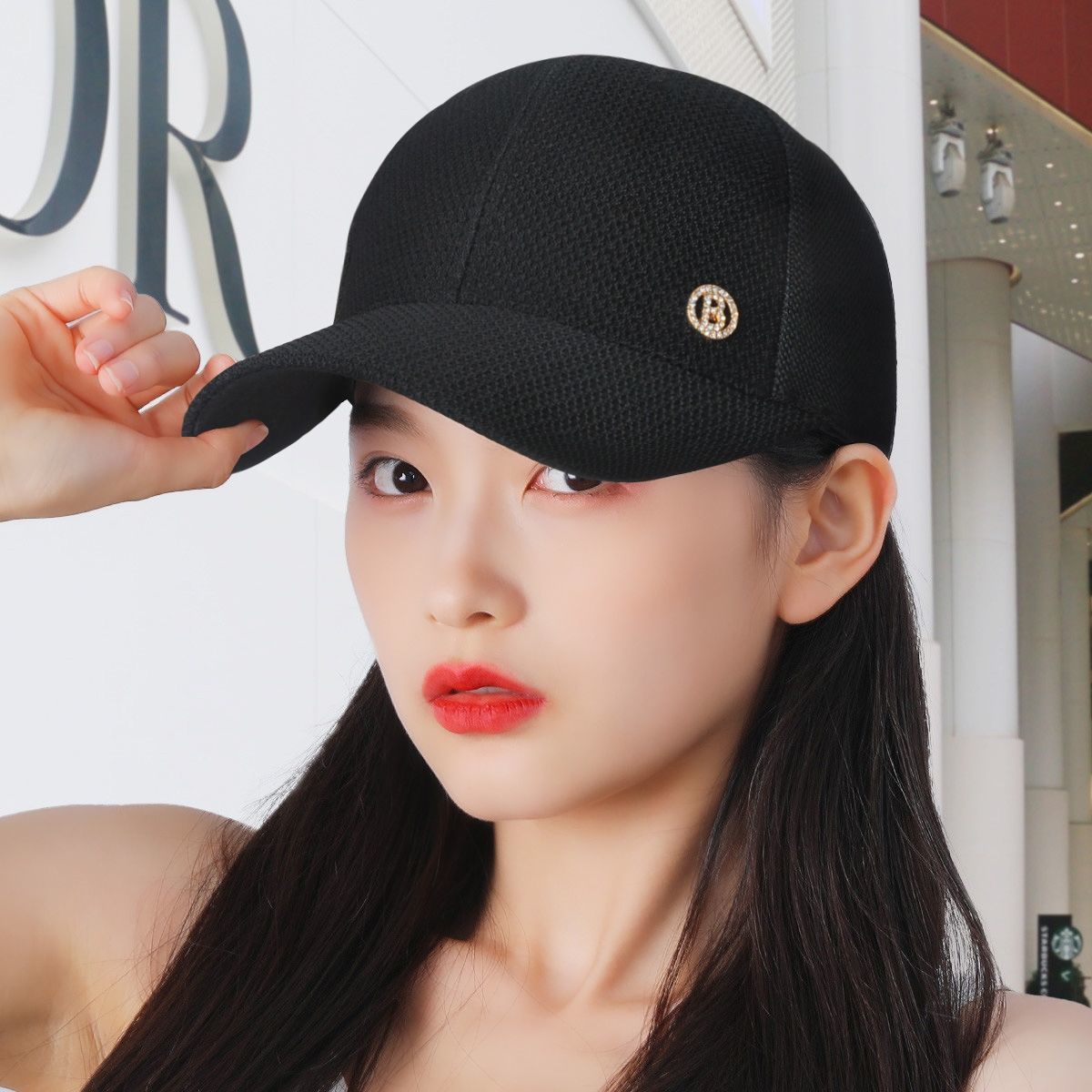 Women's Breathable Mesh Rhinestone Cap